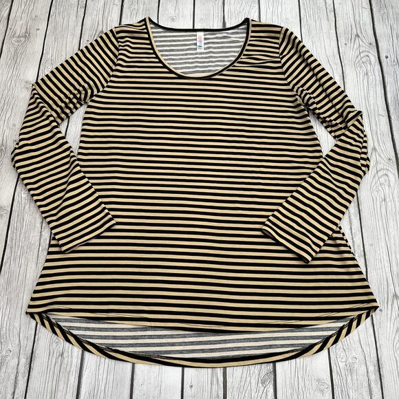 LuLaRoe Tops - LuLaroe Lynnae Beige/Black Swingy Long Sleeve Tunic Top Size L